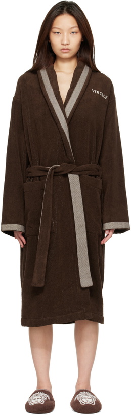 Photo: Versace Brown Cotton-Terry Jacquard Bathrobe