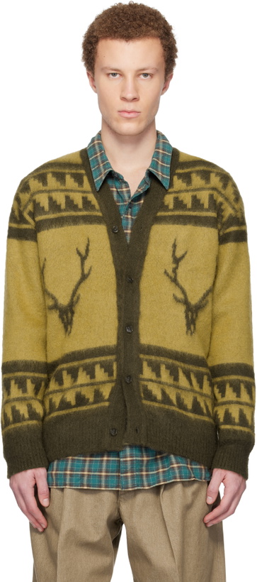 Photo: South2 West8 Yellow Mohair V-Neck Cardigan