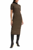FENDI 'knit midi dress with ff Brown