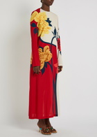 LA Double J Floral-print Stretch-crepe Midi Dress Multicoloured