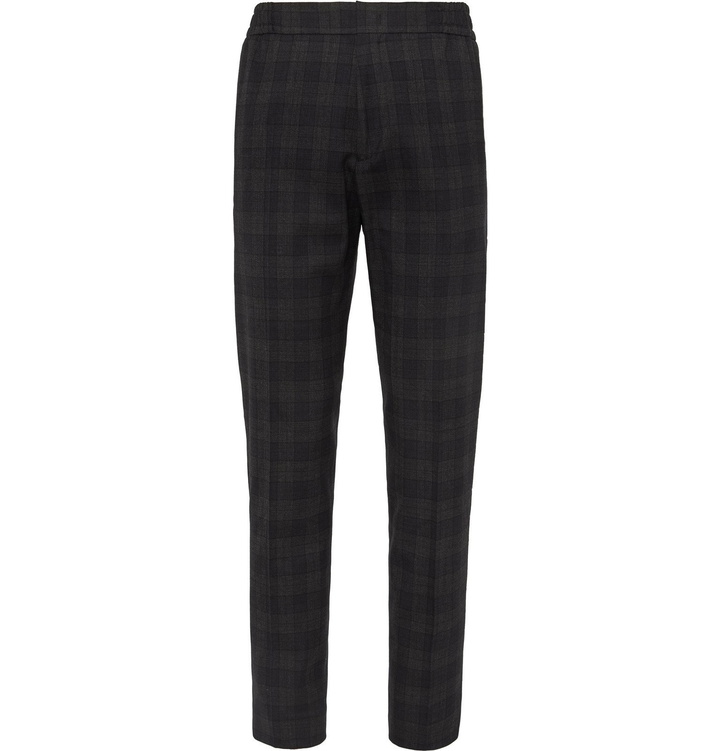 Photo: Mr P. - Slim-Fit Tapered Checked Stretch Wool and Cotton-Blend Trousers - Gray