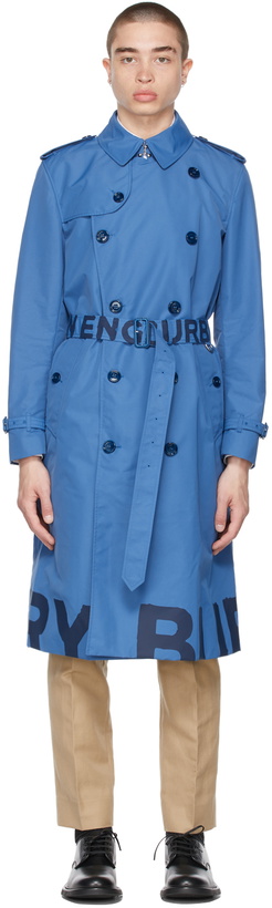 Photo: Burberry Blue Lightweight Logo Trench Coat