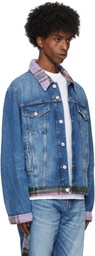 BLUEMARBLE Blue Tartan Denim Jacket