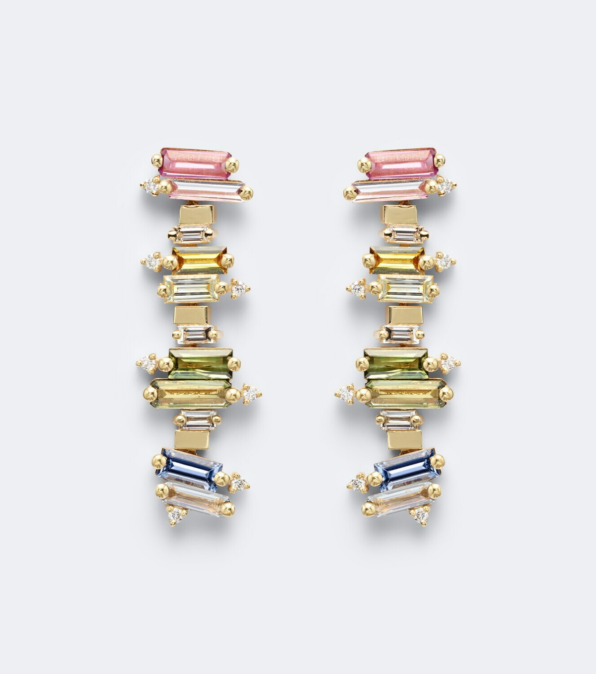 Suzanne Kalan 18kt gold drop earrings with sapphires and diamonds