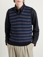 LEMAIRE - Jacquard-Knit Merino Wool-Blend Sweater Vest - Black