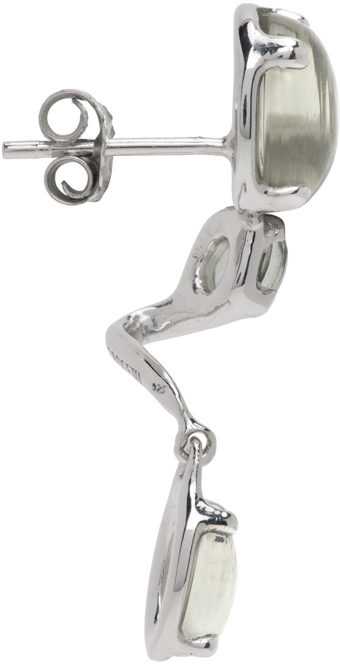 Alan Crocetti SSENSE Exclusive Silver & Green Drip Single Earring