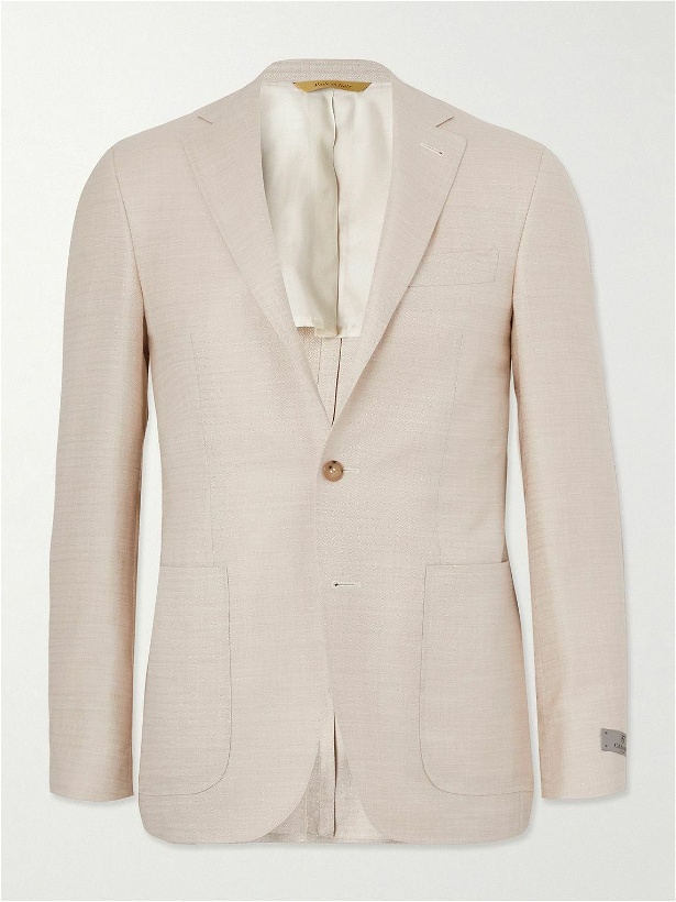 Photo: Canali - Herringbone Wool, Silk and Linen-Blend Blazer - Neutrals