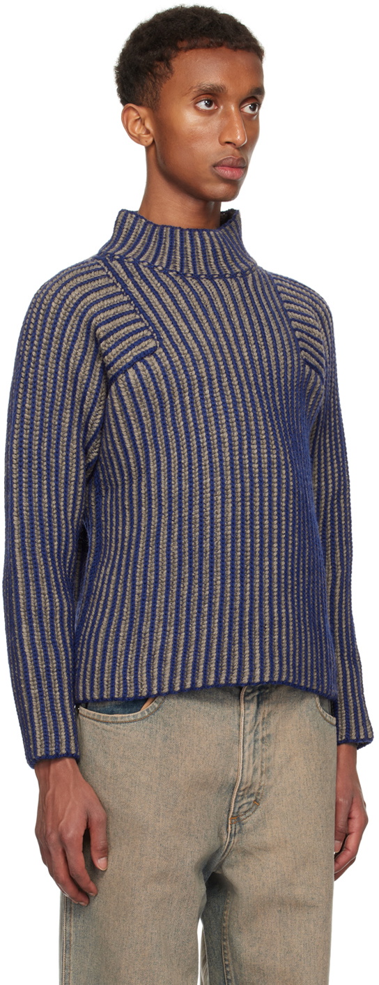 Eckhaus Latta Blue & Taupe Chalet Sweater