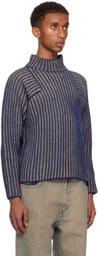 Eckhaus Latta Blue & Taupe Chalet Sweater