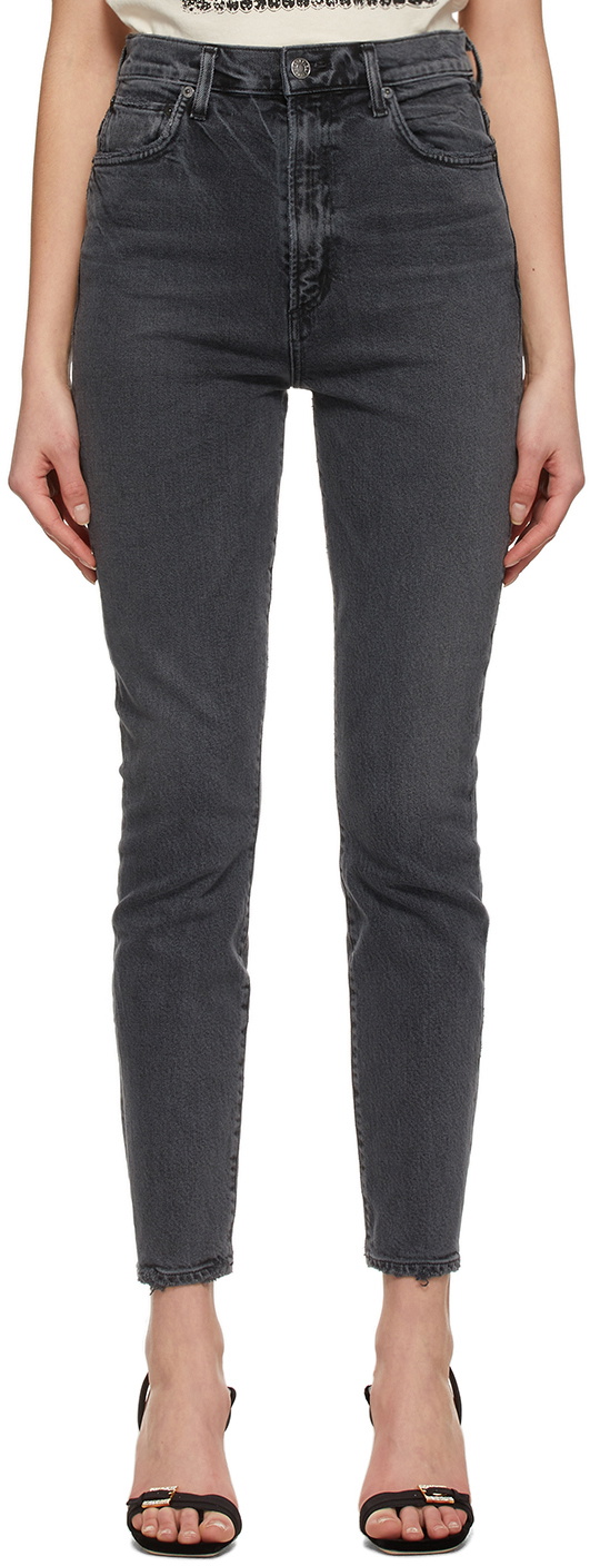 AGOLDE Grey Pinch Waist Ultra High Rise Skinny Jeans AGOLDE