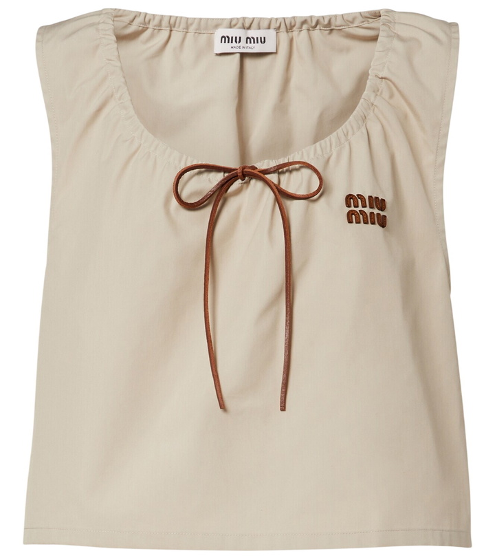 Photo: Miu Miu Leather-trimmed cotton-blend crop top