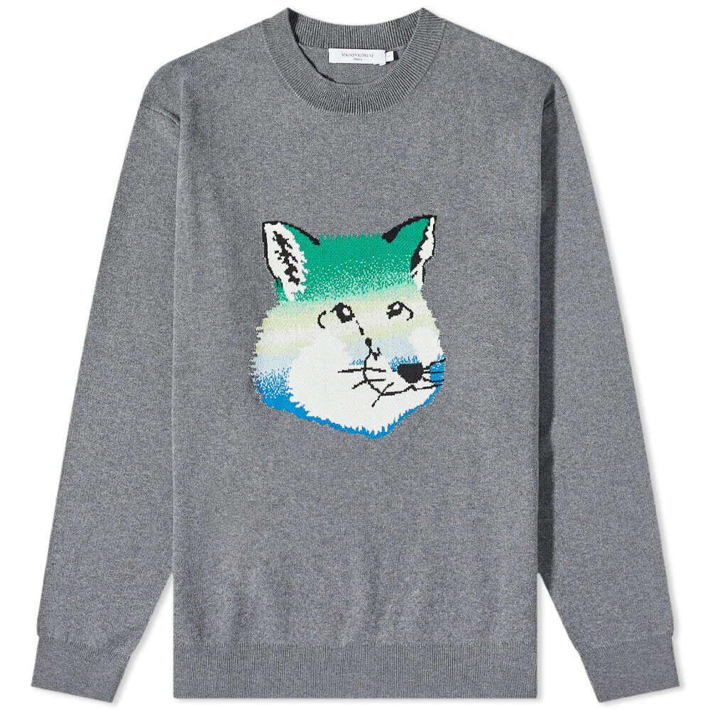 Maison Kitsuné Men's Vibrant Fox Head Intarsia Comfort Pullover in