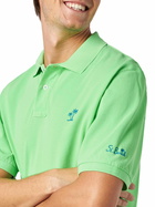 MC2 Saint Barth Man Fluo Green Piquet Polo With St. Barth Logo And Vintage Effect