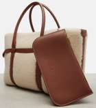 Loro Piana Ghiera Small shearling-trimmed tote bag