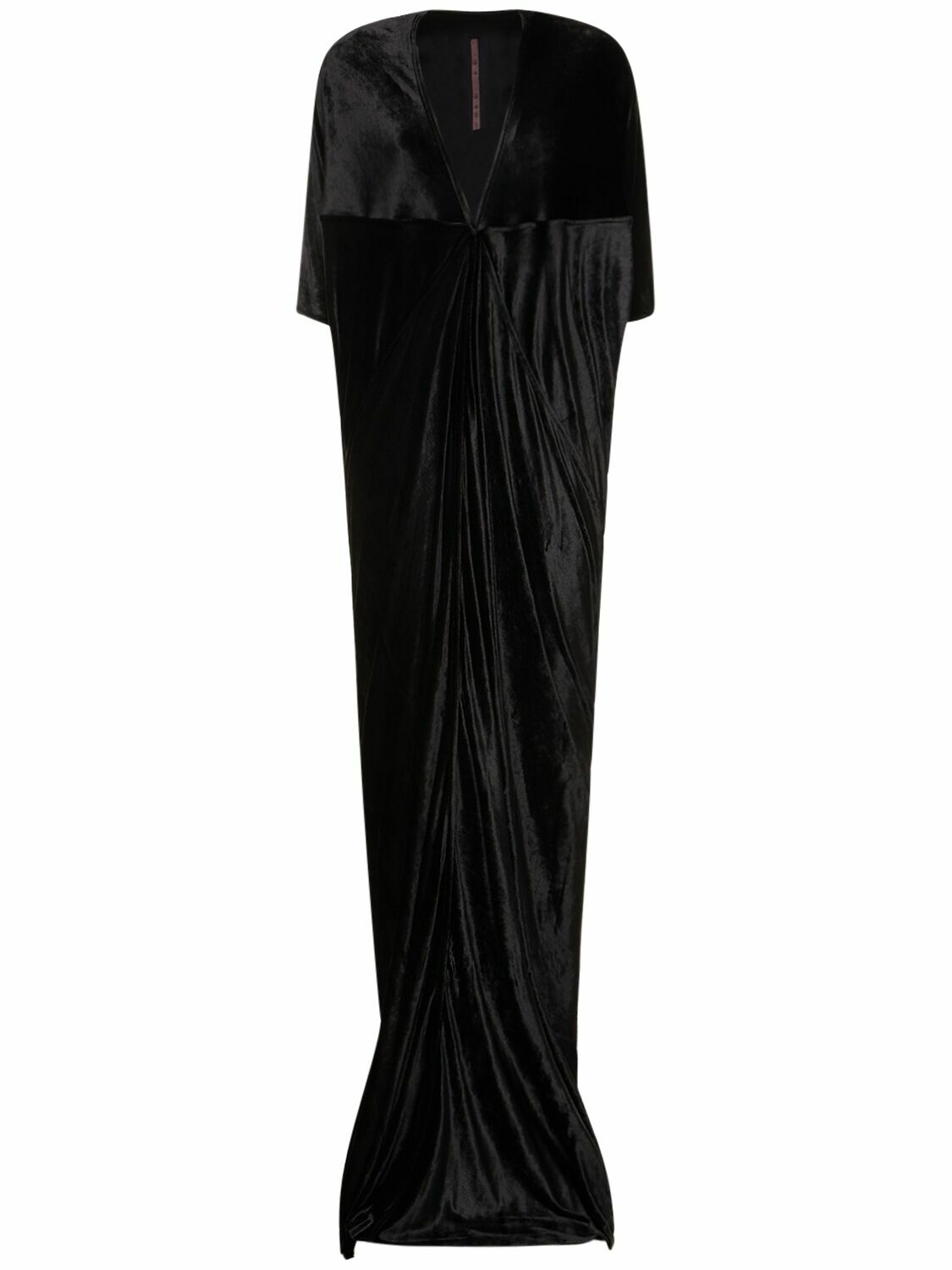 RICK OWENS - Em Velvet V Neck Draped Long Dress Rick Owens