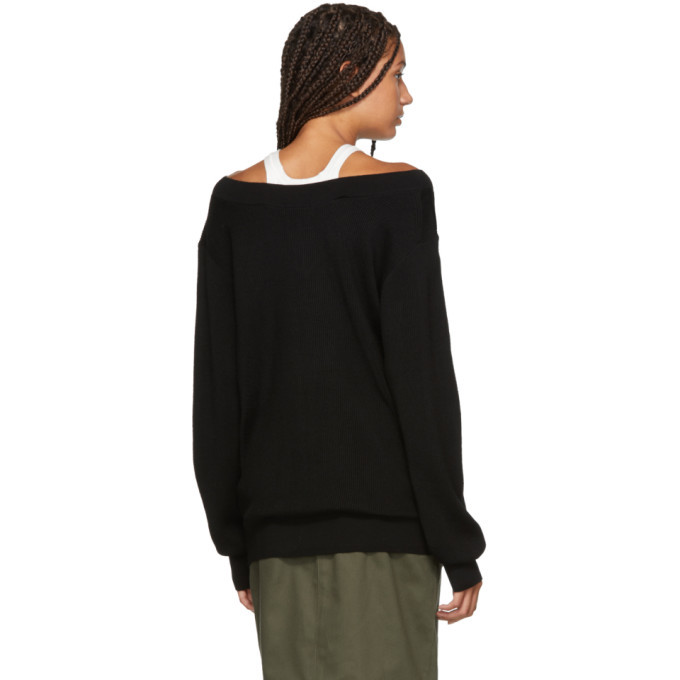 T by Alexander Wang Black Inner Tank Off the Shoulder Sweater T by