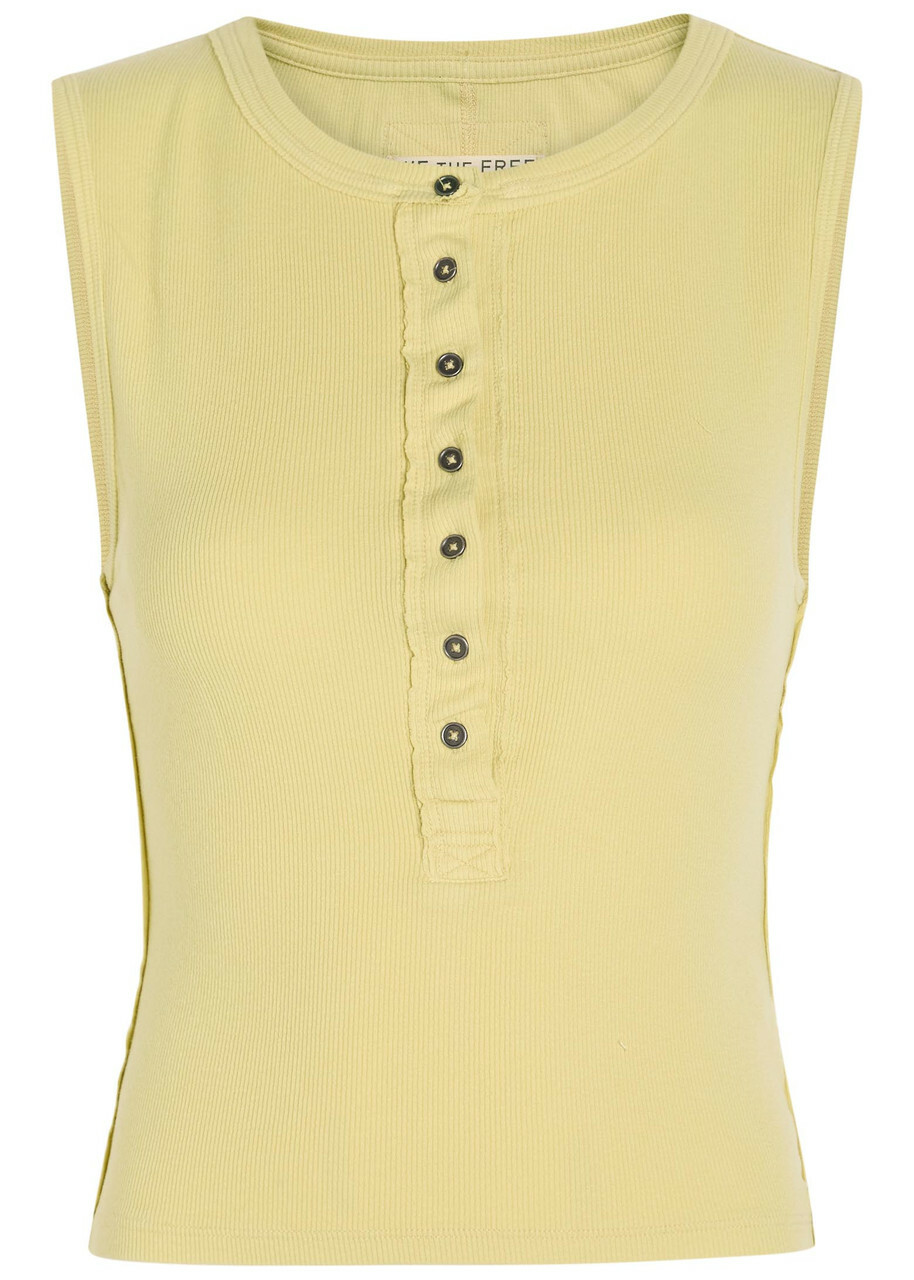 Free People Jamie Ribbed Stretch-cotton Tank top Yellow