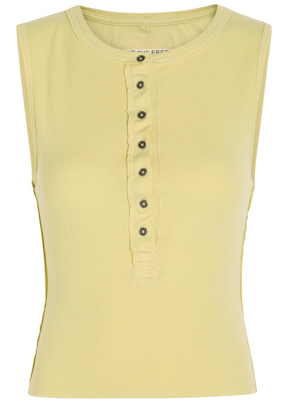 Photo: Free People Jamie Ribbed Stretch-cotton Tank top Yellow