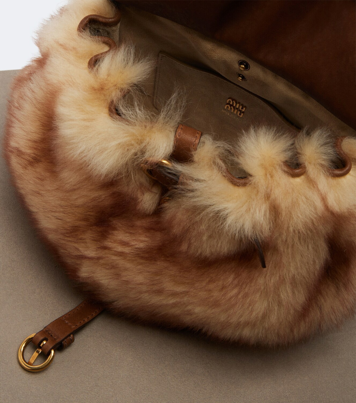 Miu Miu Rendez-vous studded shearling tote bag