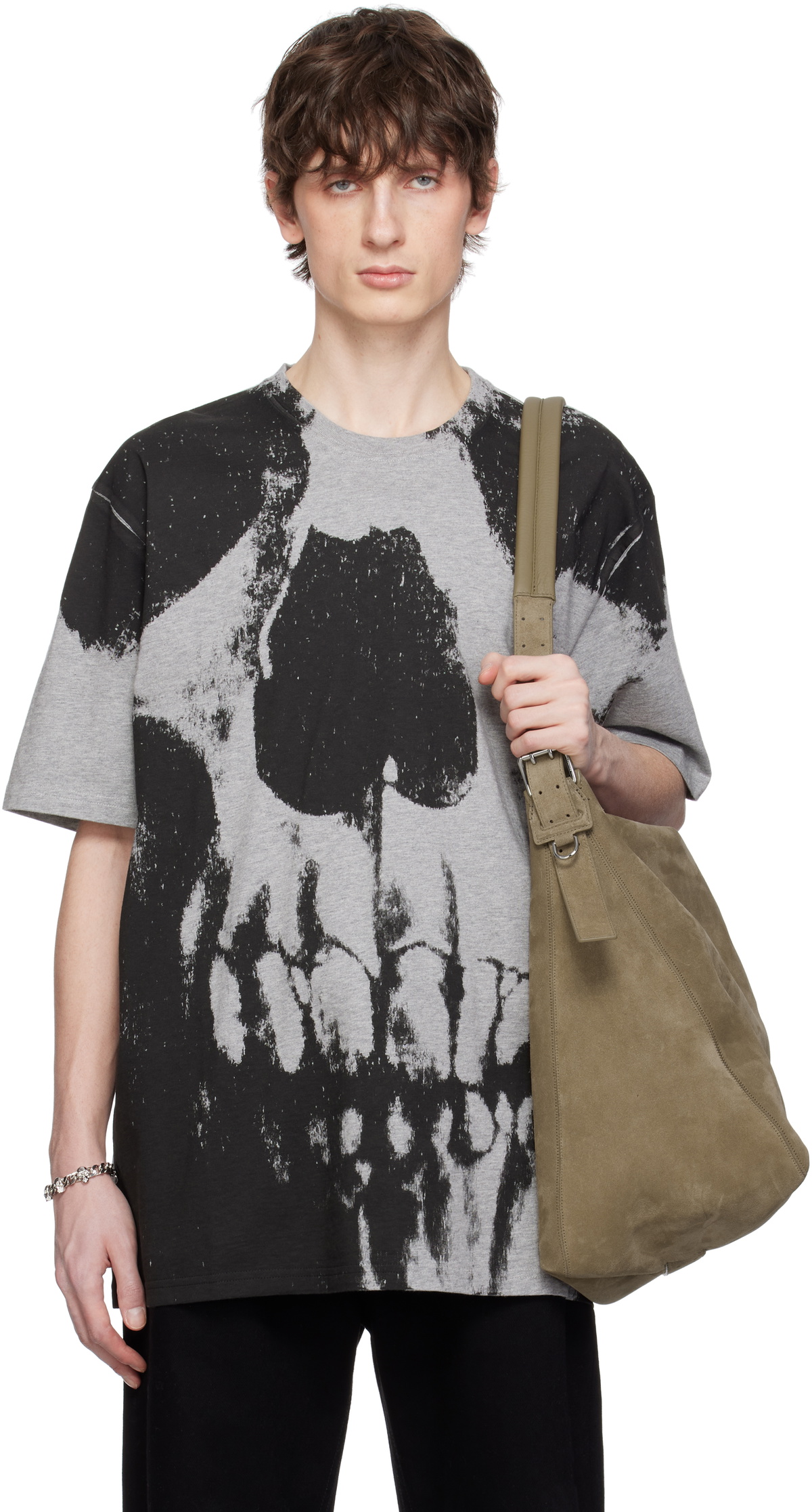 【ALEXANDER MCQUEEN】 Skull T-shirt Gray 25SS McQueen Gray Skull T-shirt Alexander McQueen