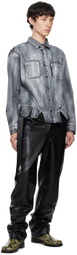 Juntae Kim Black Square Petal Corset Shirt