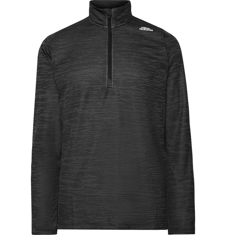 Photo: Adidas Sport - FreeLift Tech Space-Dyed Striped Climalite Half-Zip Top - Black