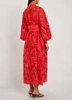 Erdem Floral Cutwork Poplin Midi Shirt Dress Orange