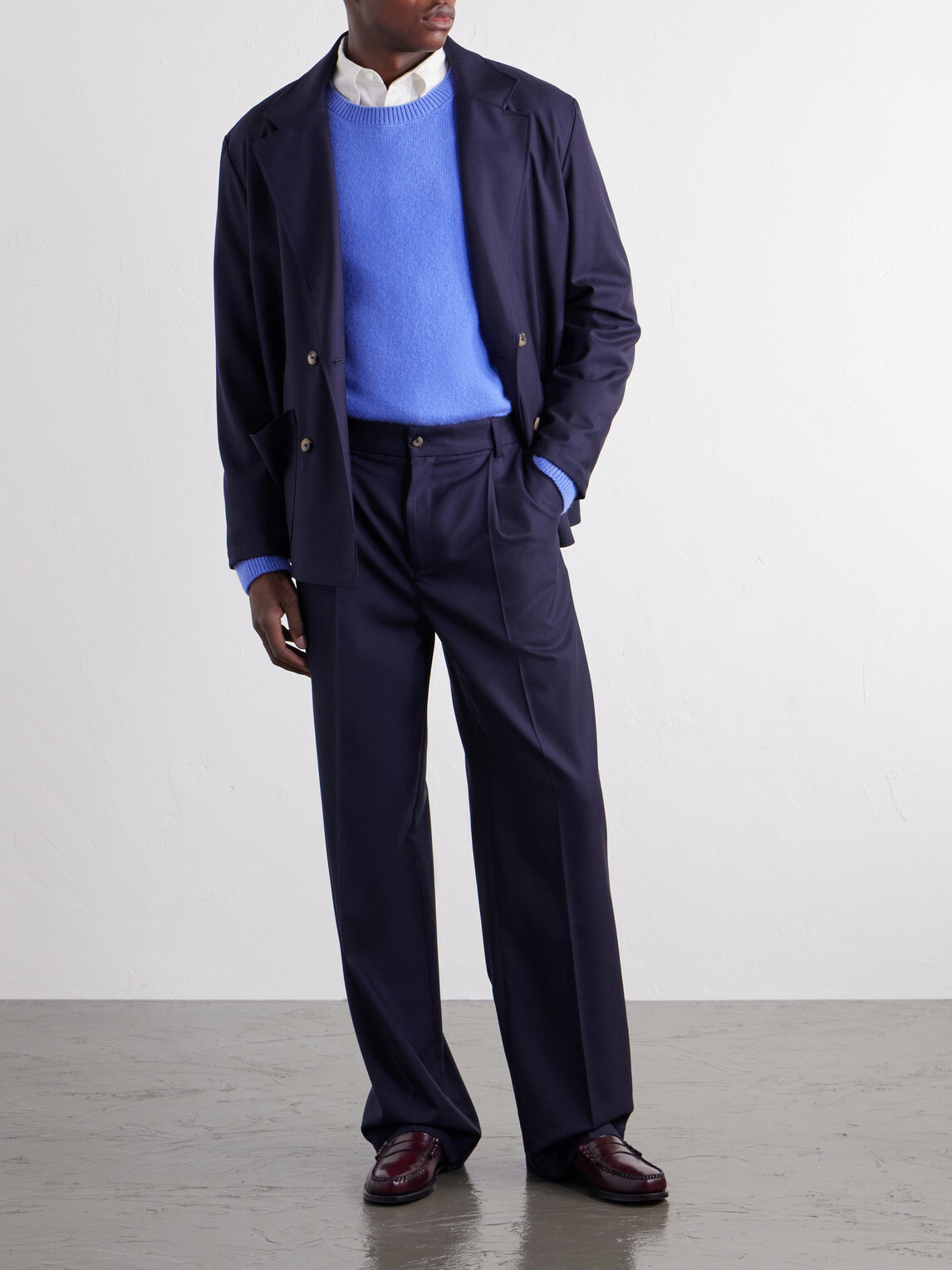 De Bonne Facture - Double-Breasted Virgin Wool-Twill Jacket - Blue