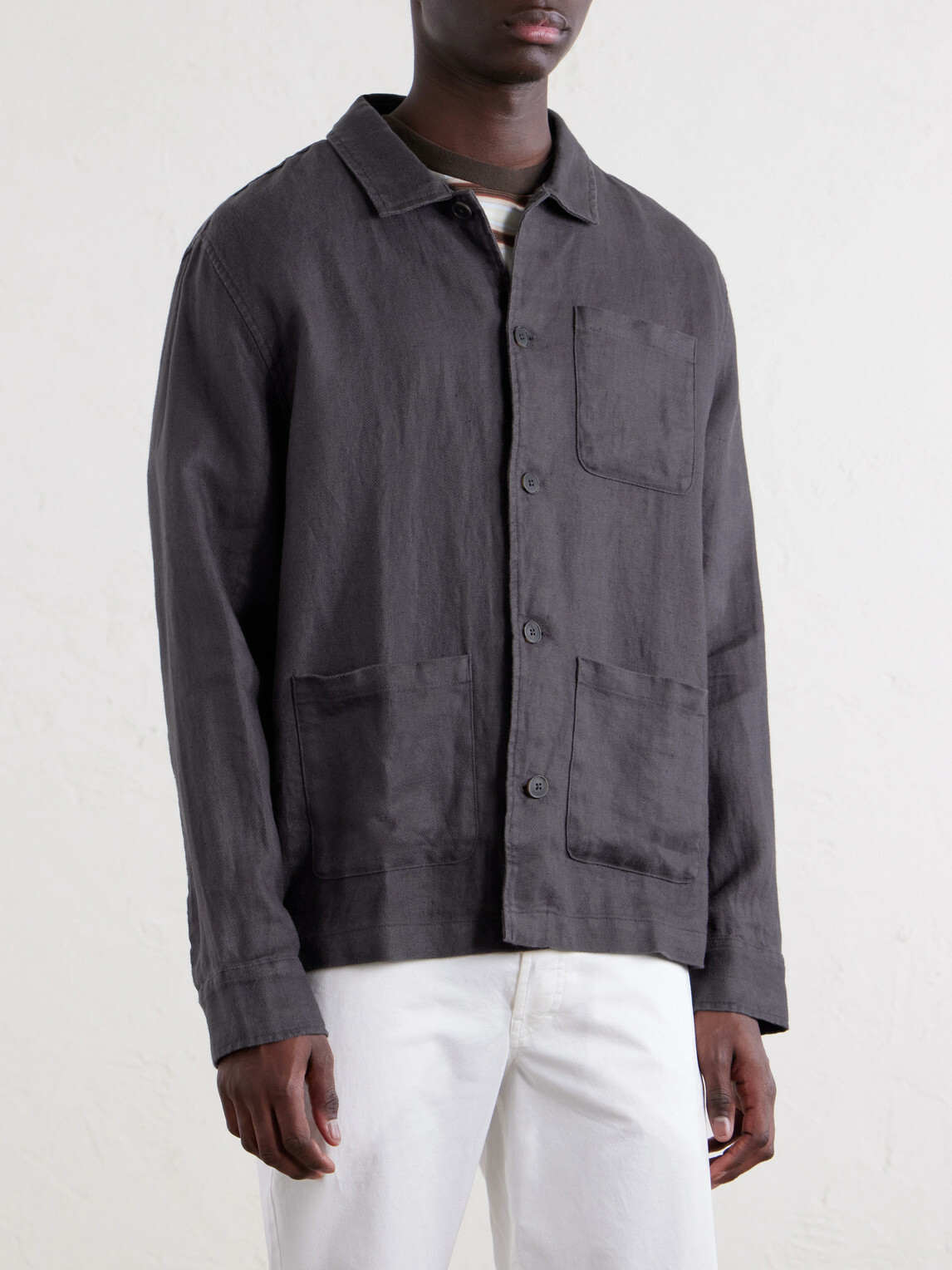 Onia - Herringbone Linen Overshirt - Brown