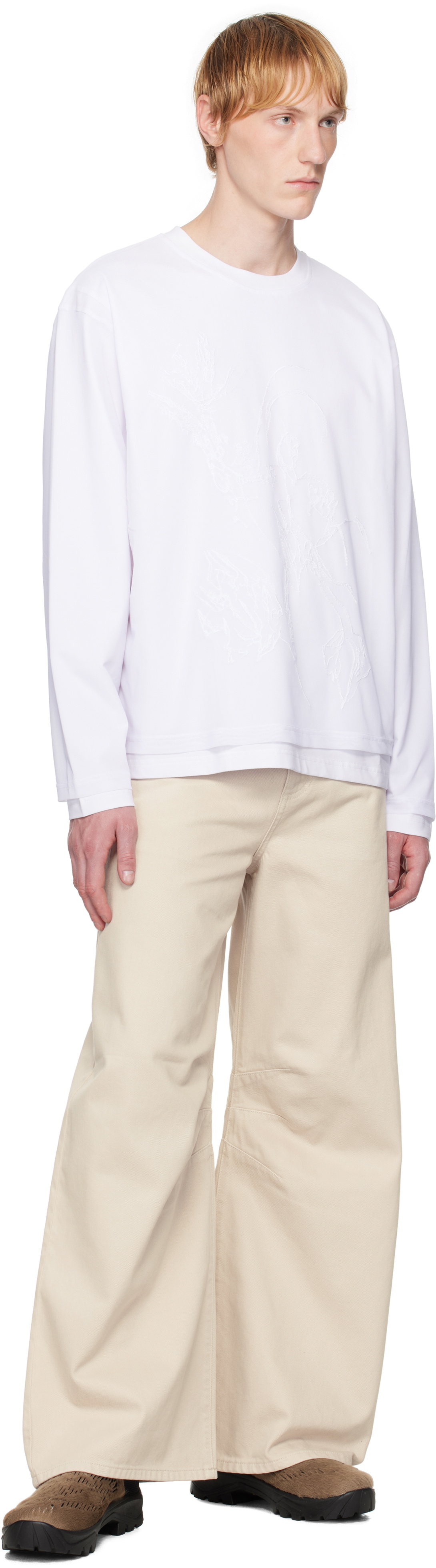 【関税込み】HELIOT EMIL ホワイト Pleistos 長袖Tシャツ HELIOT EMIL White Pleistos Long Sleeve T-shirt Heliot Emil