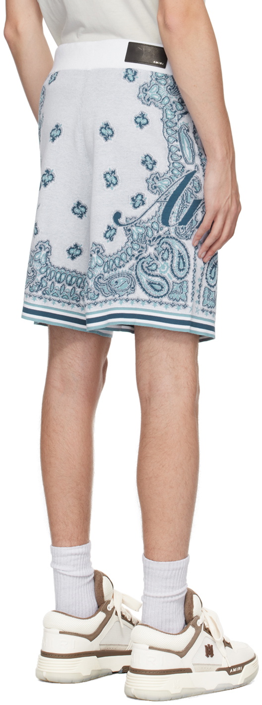 AMIRI White & Blue Bandana Shorts