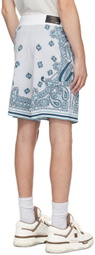 AMIRI White & Blue Bandana Shorts