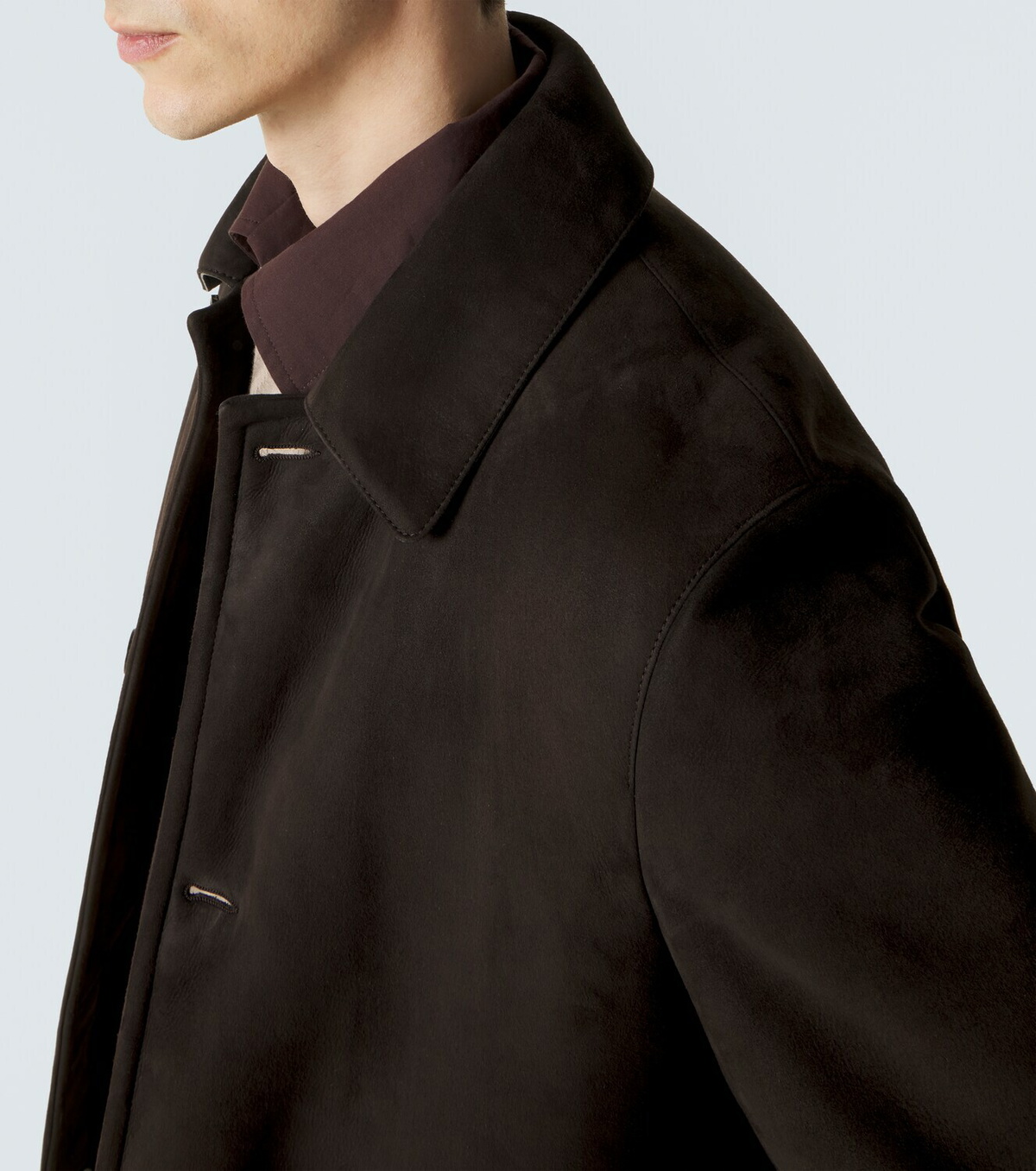 Brioni Shearling-lined suede coat
