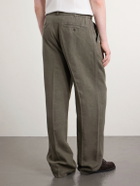 3sixteen - Straight-Leg Pleated Linen Trousers - Green