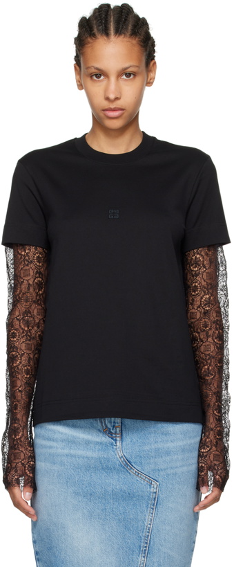 Photo: Givenchy Black Overlapped Long Sleeve T-Shirt