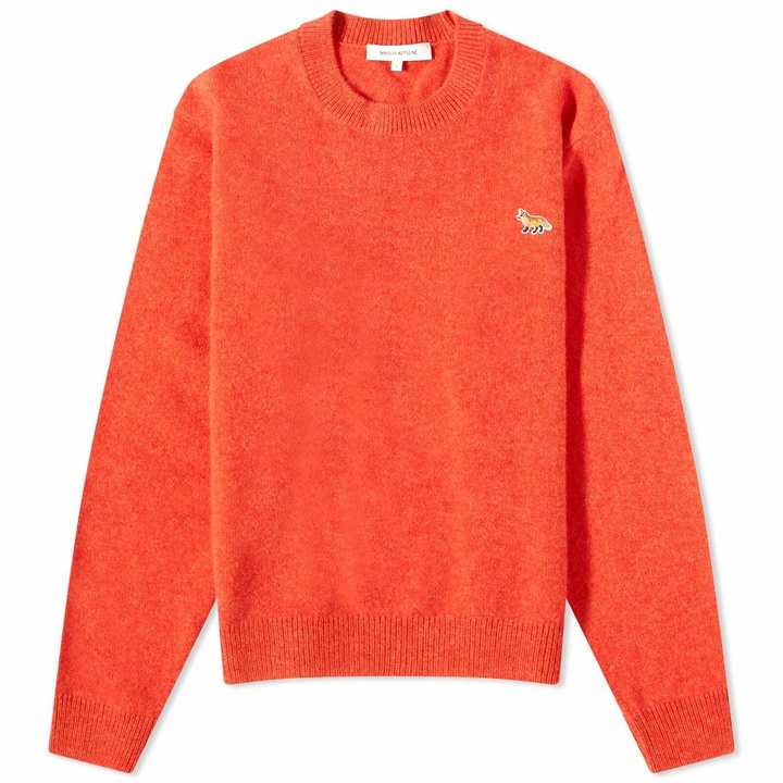 Photo: Maison Kitsuné Men's Baby Fox Patch Crew Knit in Rust