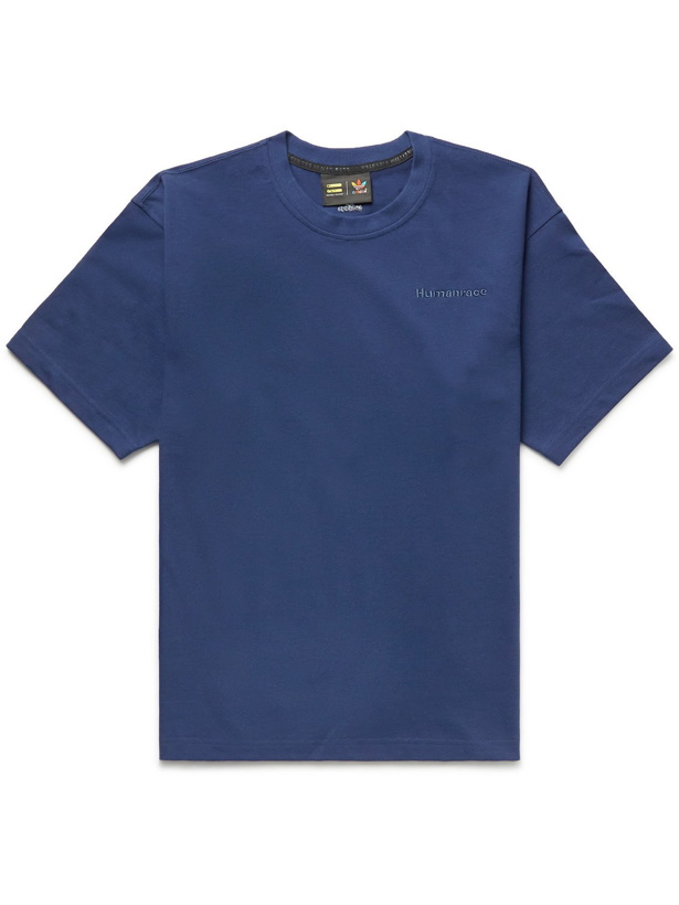Photo: ADIDAS CONSORTIUM - Pharrell Williams Basics Embroidered Cotton-Jersey T-Shirt - Blue