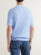 Polo Ralph Lauren - Logo-Embroidered Cable-Knit Cotton Polo Shirt - Blue