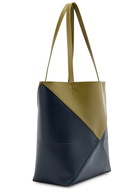 Loewe Puzzle Fold Medium Leather Tote - Navy - One Size