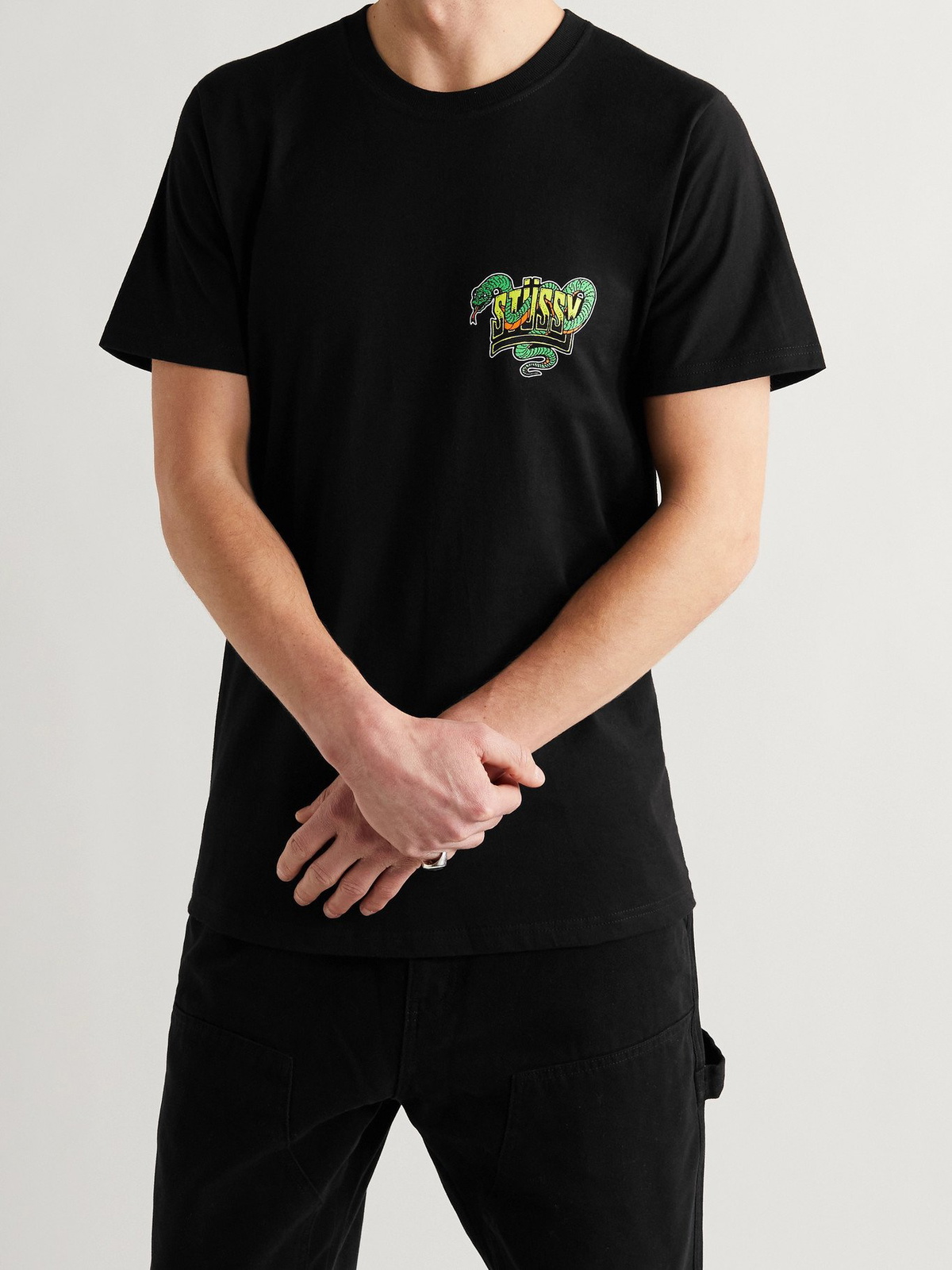 STÜSSY - Printed Cotton-Jersey T-Shirt - Black - M Stussy
