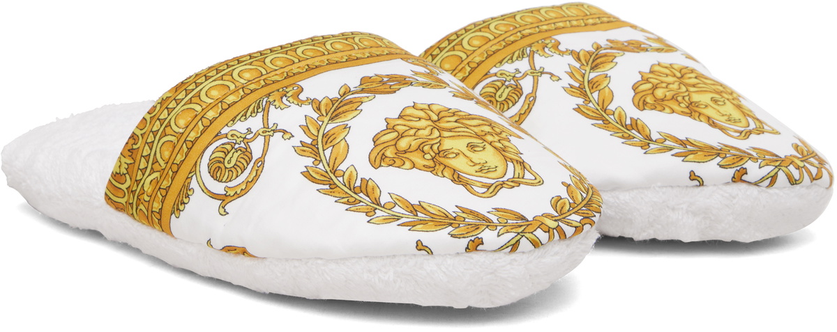 Versace White 'I Heart Baroque' Slippers