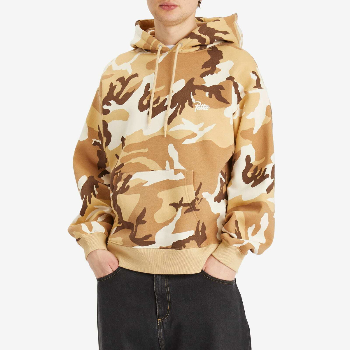 Patta Men's Bark Woodland Camo Hoodie in Sand Dollar