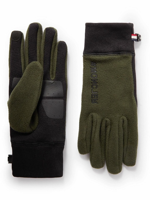 Photo: Moncler Grenoble - Day-Namic Logo-Appliquéd Fleece and Stretch-Knit Gloves - Green
