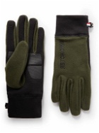 Moncler Grenoble - Day-Namic Logo-Appliquéd Fleece and Stretch-Knit Gloves - Green