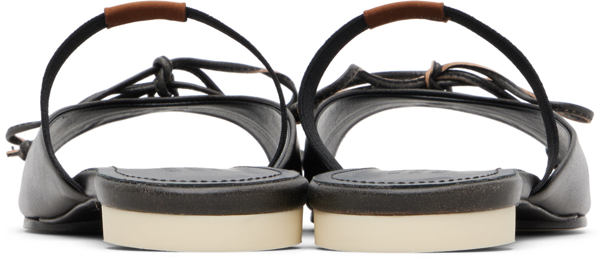 MM6 Maison Margiela Brown Bow-Detailed Leather Slingback Sandals