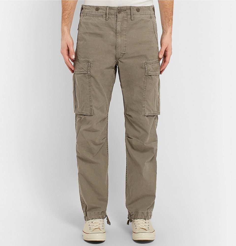 RRL - Slim-Fit Tapered Washed-Cotton Cargo Trousers - Men - Green RRL
