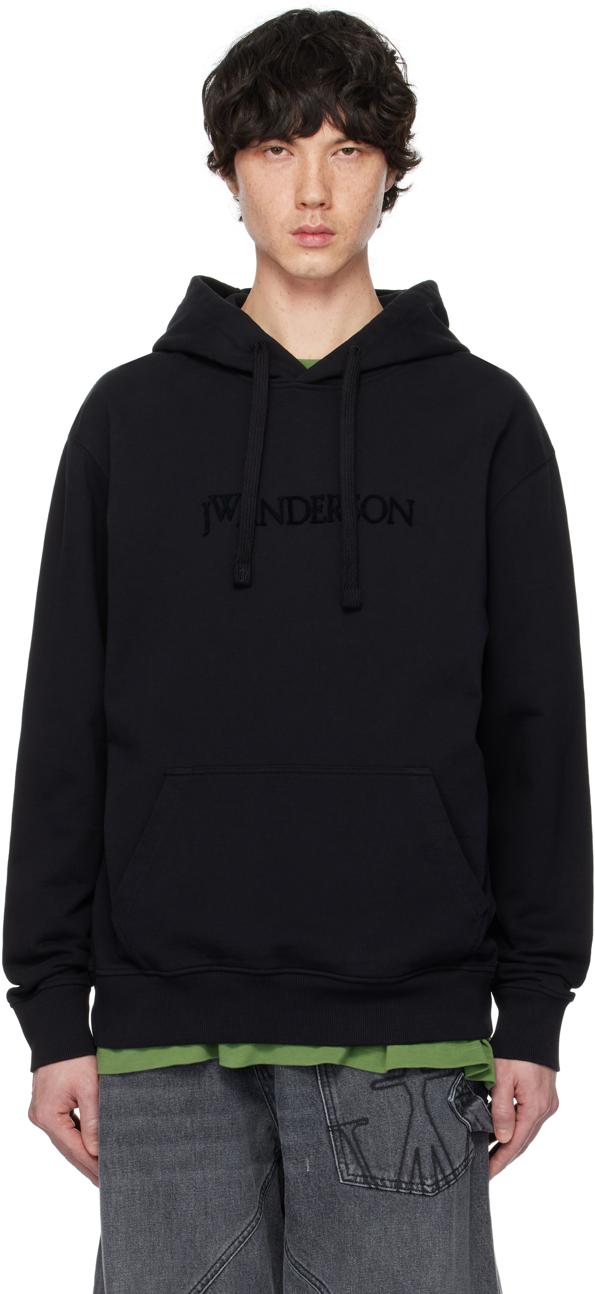 Black Logo Embroidery Hoodie by JW Anderson on Sale