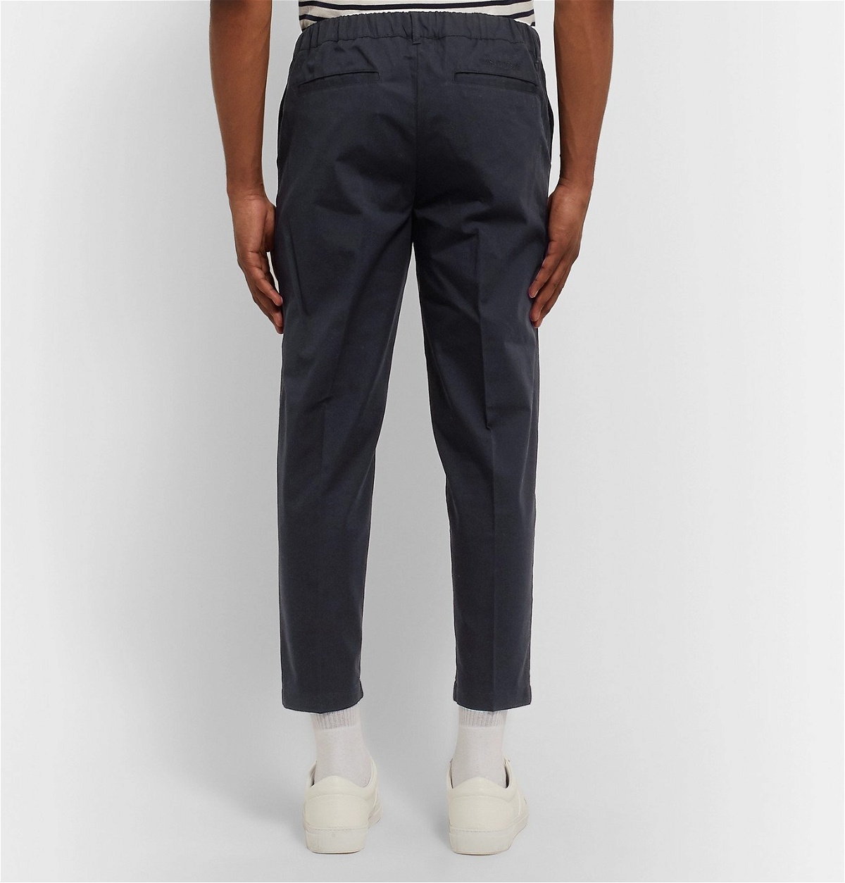 Maison Kitsuné - City Tapered Cropped Cotton-Twill Drawstring Trousers ...