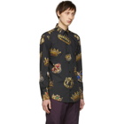 Dolce and Gabbana Black All Over Crowns Shirt