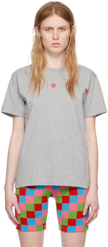Photo: COMME des GARÇONS PLAY Gray Horizontal Heart T-Shirt